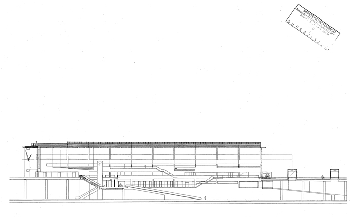 NUEVA_ESTACION_FERROCARRIL_CASTELLON_SECCION LONGITUDINAL_ALZADO OESTE INTERIOR