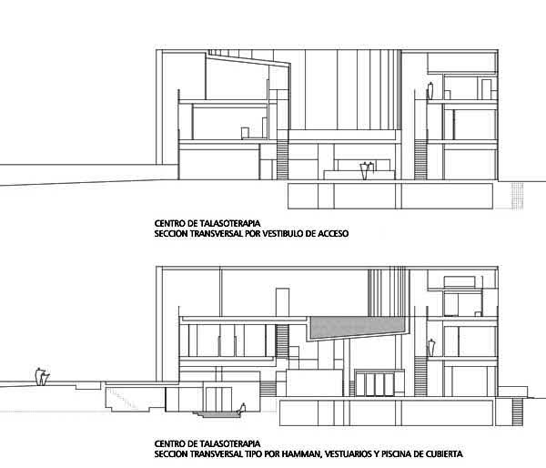 TALASOTERAPIA_GIJON_SECCION TRANSVERSAL DEL CENTRO DE TALASOTERAPIA_VESTIBULO Y HAMMAN