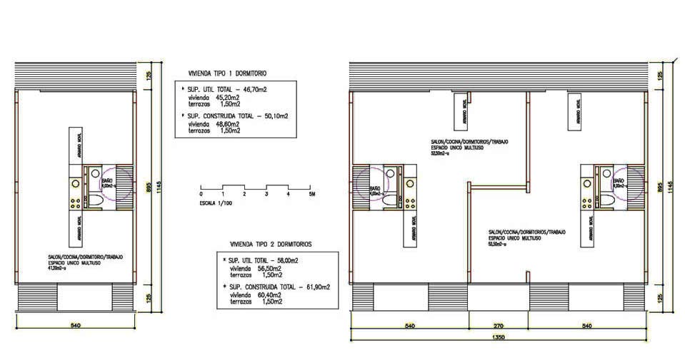 VIVIENDAS_JOVENES_SEVILLA_VIVIENDAS DE 1 Y 2 DORMITORIOS_MODULO PROPUESTO