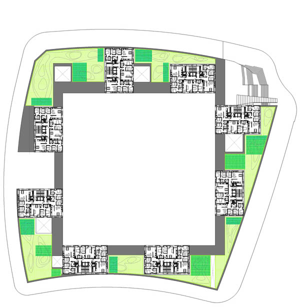 360 VIVIENDAS_MARITURRI_VITORIA_PLANTA TIPO DE VIVIENDAS_DEFINICION DE CUBIERTA SOBRE COMERCIAL