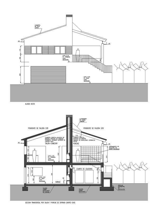 CASA_CASTELLAR_MUELA_ALZADO ESTE_SECCION TRANSVERSAL POR PORCHE