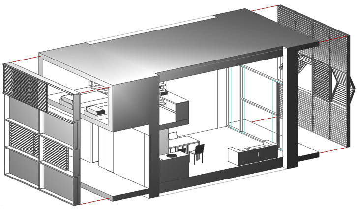 VIVIENDAS_UNIVERSITARIAS_ZARAGOZA_AXONOMETRICA CONSTRUCTIVA DE APARTAMENTO TIPO