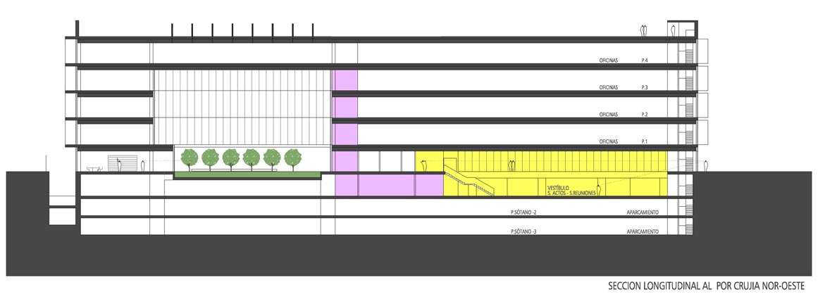 EDIFICIO_ADMINISTRATIVO_SEVILLA_SECCION LONGITUDINAL_CRUJIA NOR-OESTE